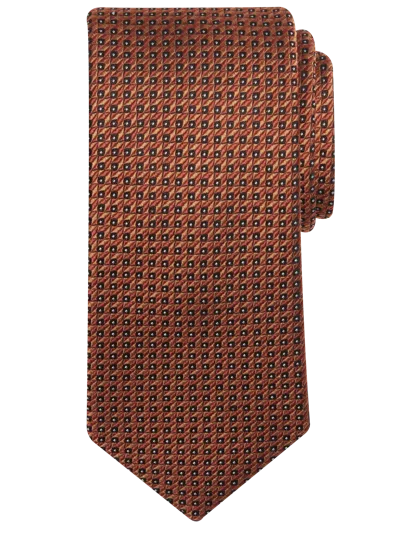 Joseph Abboud Big & Tall Men's Narrow Geo Check Polka Dot Tie In Brown