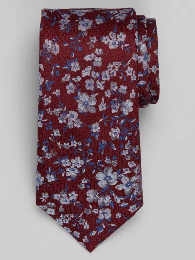 Joseph Abboud Big & Tall Men's Narrow Mini Floral Tie Burgundy - Size: Xlong In Red