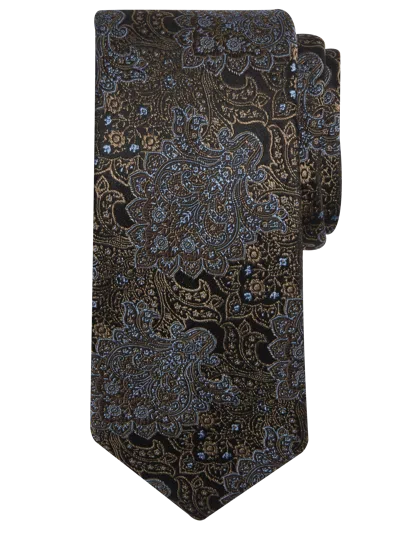 Joseph Abboud Big & Tall Men's Narrow Ornamental Floral Brocade Tie In Brown