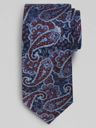 Joseph Abboud Big & Tall Men's Narrow Piscean Paisley Tie Burgundy - Size: Xlong In Red