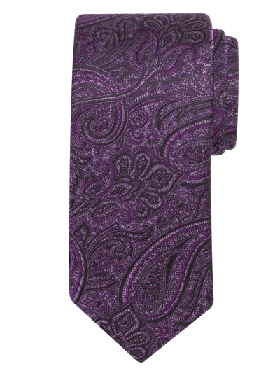 Joseph Abboud Big & Tall Men's Narrow Sweeping Paisley Tie Purple - Size: Xlong