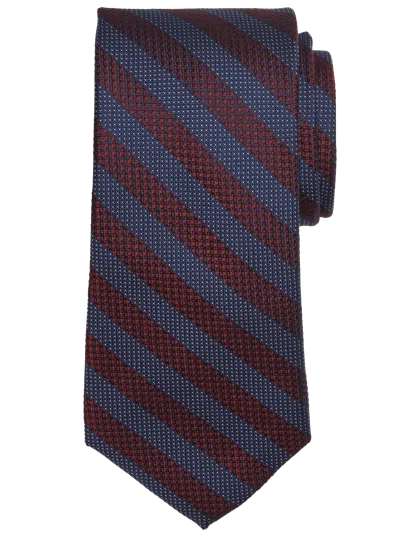 Joseph Abboud Big & Tall Men's Narrow Textured Stripe Tie Burgundy - Size: Xlong