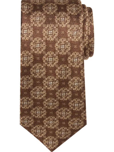 Joseph Abboud Big & Tall Men's Narrow Tonal Medallion Tie In Brown