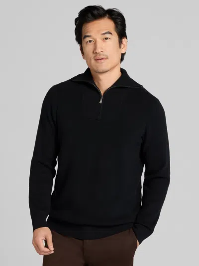 Joseph Abboud Ribbed 1/4 Zip Sweater In Black