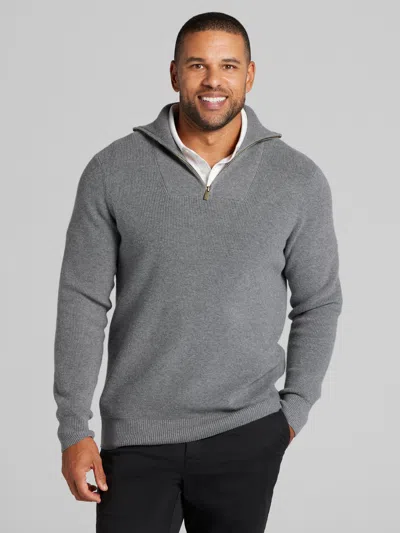 Joseph Abboud Big & Tall Men's Ribbed Quarter Zip Sweater In Gray