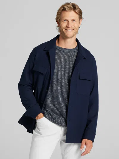 Joseph Abboud Big & Tall Men's Tech Flannel Shirt Jacket In Blue