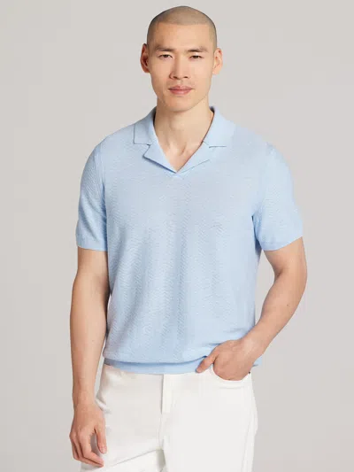 Joseph Abboud Camp Collar Linen Blend Polo Sweater In Blue