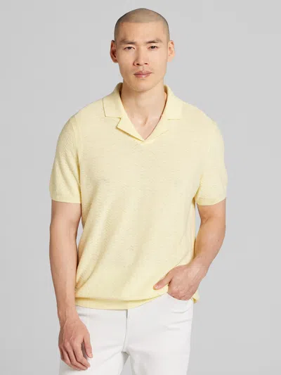 Joseph Abboud Camp Collar Linen Blend Polo Sweater In Yellow