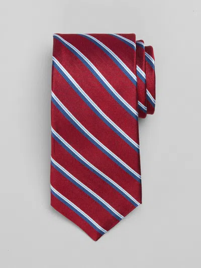 Joseph Abboud Chevron Ribbon Stripe Tie Burgundy - Size: One Size In Dark Red