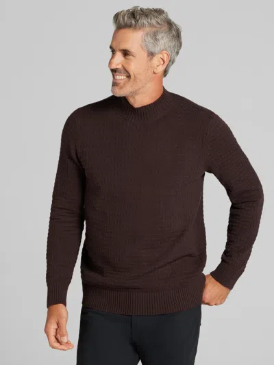 Joseph Abboud Chunky Knit Mock Neck Sweater In Brown