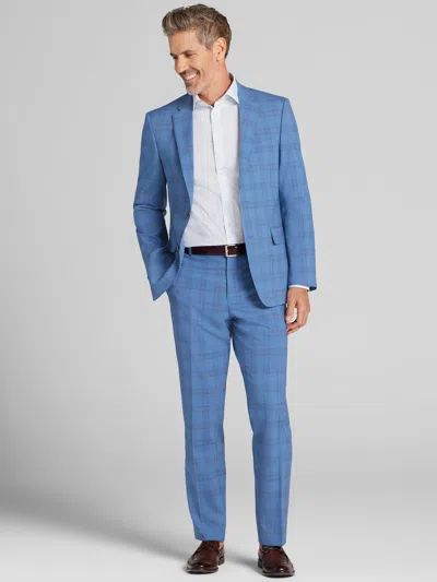 Joseph Abboud Big & Tall Classic Fit Plaid Men's Suit In Blue