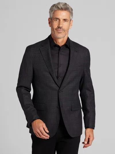 Joseph Abboud Classic Fit Plaid Sport Coat Charcoal Plaid - Size: 42 Short In Black