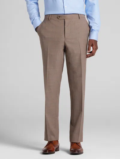 Joseph Abboud Classic Fit Windowpane Plaid Men's Suit Pants In Brown