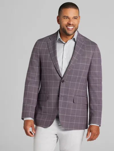 Joseph Abboud Classic Fit Windowpane Plaid Sport Coat Purple Windowpane - Size: 42 Short In Blue
