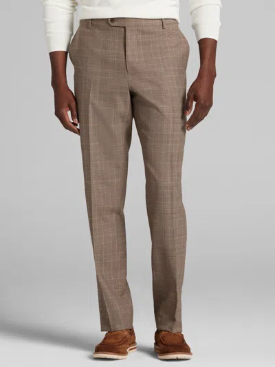 Joseph Abboud Classic Fit Wool Blend Plaid Men's Suit Pants In Brown