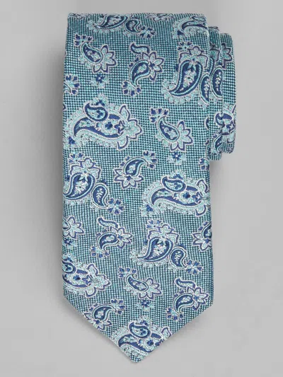 Joseph Abboud Cluster Paisley Tie Aqua - Size: One Size In Metallic