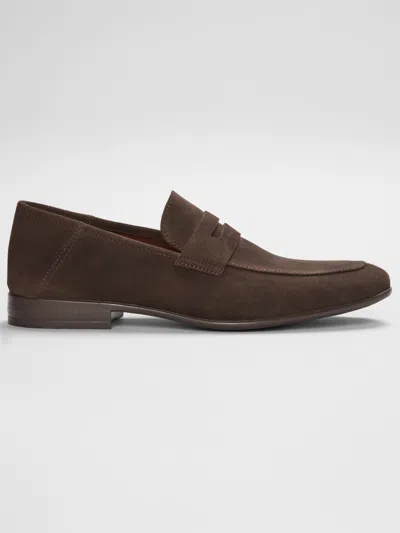 Joseph Abboud Deconstructed Penny Loafers In Brown