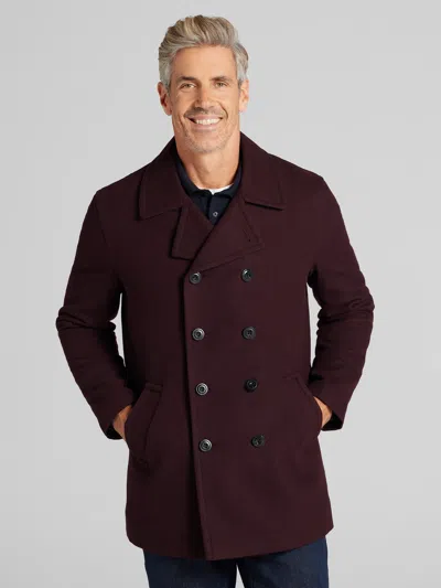 Joseph Abboud Double-breasted Signature Peacoat With Detachable Bib Burgundy - Size: Xl