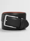 Joseph Abboud Embossed Feather Edge Belt In Black
