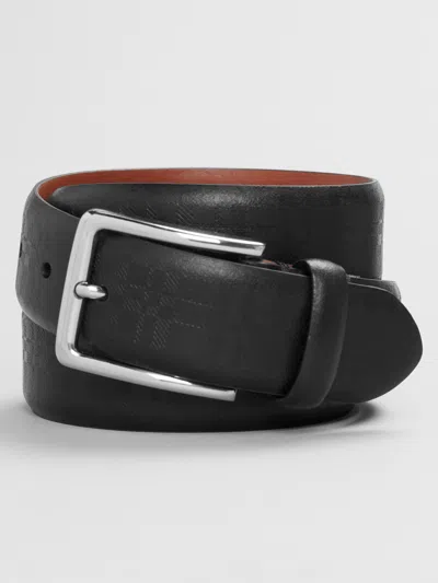 Joseph Abboud Embossed Feather Edge Belt In Black