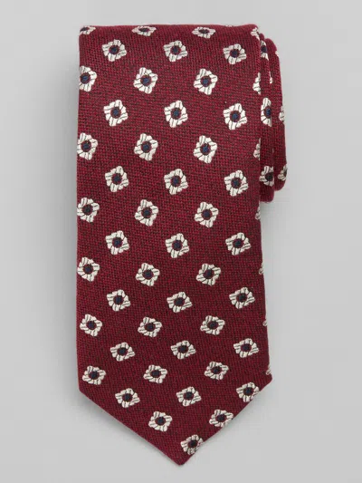 Joseph Abboud Faux Knit Floral Tie Burgundy - Size: One Size In Dark Red