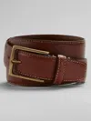 Joseph Abboud Feather Edge Antique Brass Buckle Belt In Brown