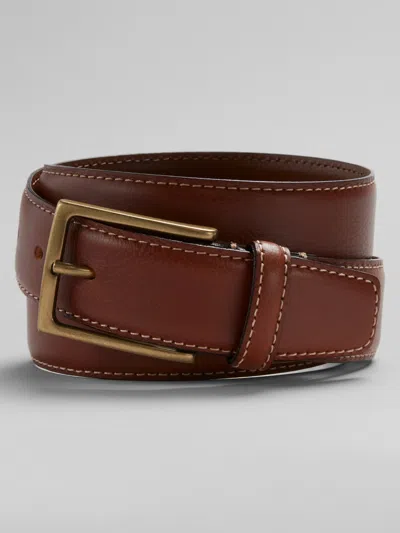 Joseph Abboud Feather Edge Antique Brass Buckle Belt In Brown