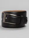 Joseph Abboud Feather Edge Leather Belt In Black