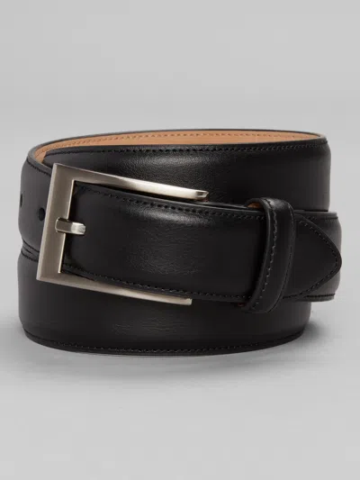Joseph Abboud Feather Edge Leather Belt In Black