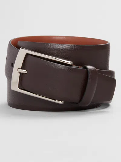 Joseph Abboud Feather Edge Pebbled Leather Belt In Brown