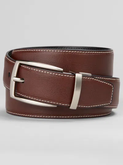 Joseph Abboud Feather Edge Reversible Leather Belt In Black