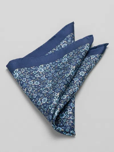 Joseph Abboud Floral Pocket Square In Blue