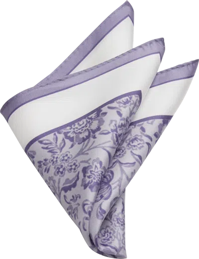 Joseph Abboud Floral Silk Pocket Square Lilac - Size: One Size
