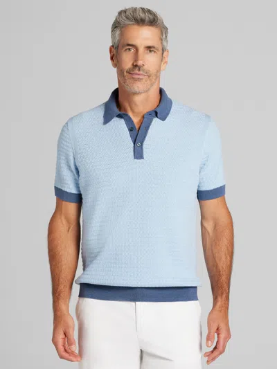 Joseph Abboud Johnny Collar Knit Polo Sweater In Blue