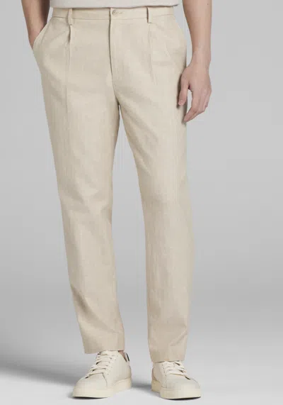 Joseph Abboud Linen Herringbone Chino In Brown