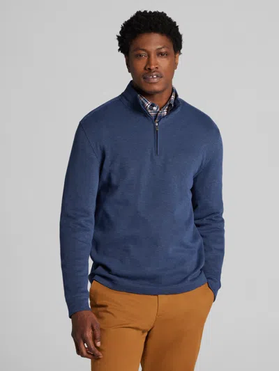 Joseph Abboud Luxe Cotton Ribbed Quarter-zip In Blue