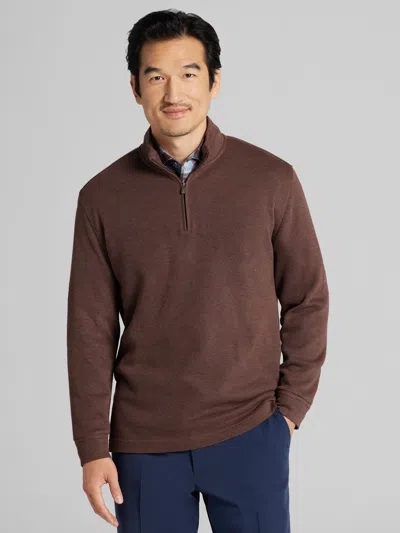 Joseph Abboud Luxe Cotton Ribbed Quarter-zip In Brown