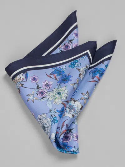 Joseph Abboud Meadow Floral Silk Pocket Square In Blue