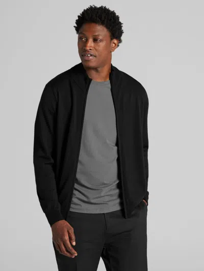 Joseph Abboud Merino Wool Full Zip Sweater In Black