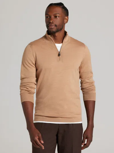 Joseph Abboud Merino Wool Quarter Zip Sweater In Brown
