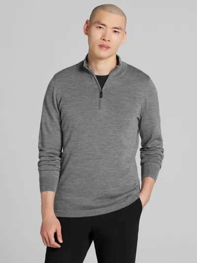 Joseph Abboud Merino Wool Quarter Zip Sweater In Gray