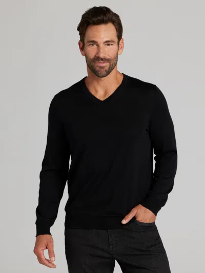Joseph Abboud Merino Wool V-neck Sweater In Black