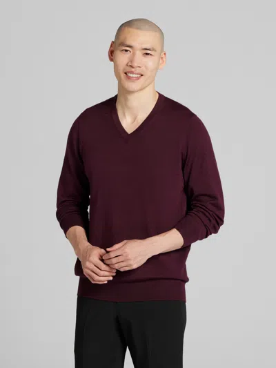 Joseph Abboud Merino Wool V-neck Sweater Burgundy - Size: Medium