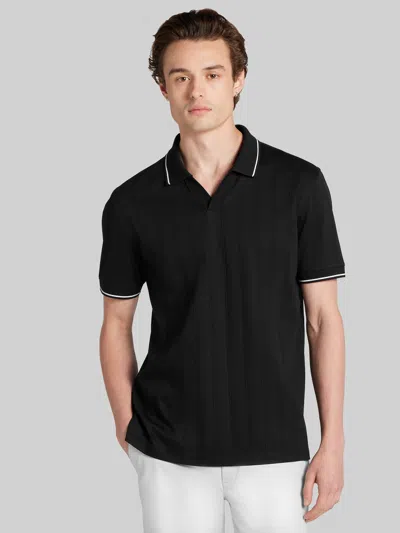 Joseph Abboud Modern Fit 100% Cotton Johnny Collar Polo In Black