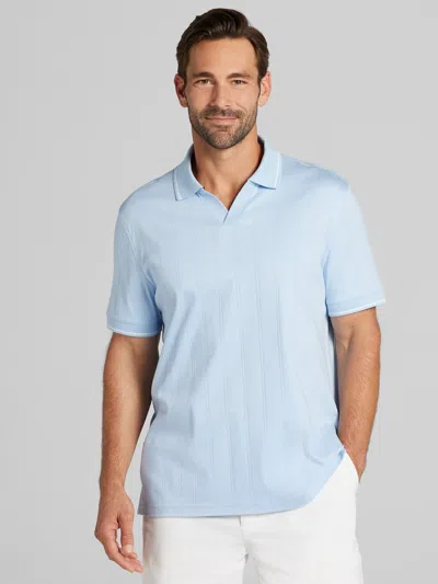 Joseph Abboud Modern Fit 100% Cotton Johnny Collar Polo In Blue