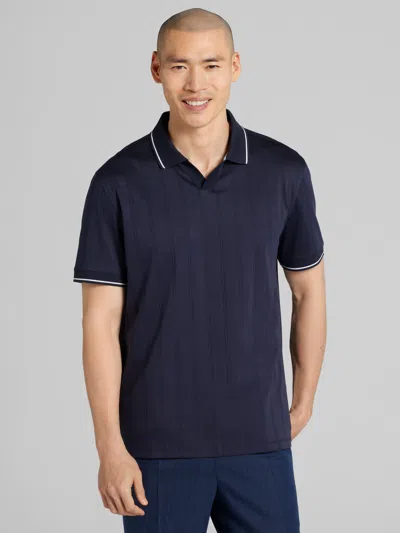 Joseph Abboud Modern Fit 100% Cotton Johnny Collar Polo In Blue