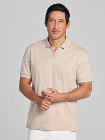 Joseph Abboud Modern Fit 100% Cotton Johnny Collar Polo In Metallic
