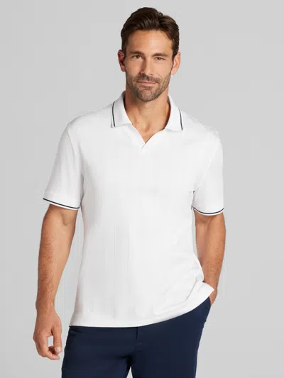 Joseph Abboud Modern Fit 100% Cotton Johnny Collar Polo In White