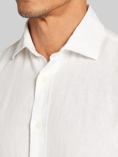Joseph Abboud Modern Fit 100% Linen Button Up Shirt In White