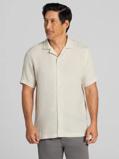 Joseph Abboud Modern Fit 100% Linen Short Sleeve Camp Shirt In Neutral